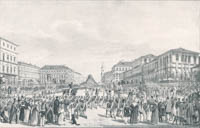 Fronleichnamsprozession in der Ludwigstraße am 6. Juni 1839