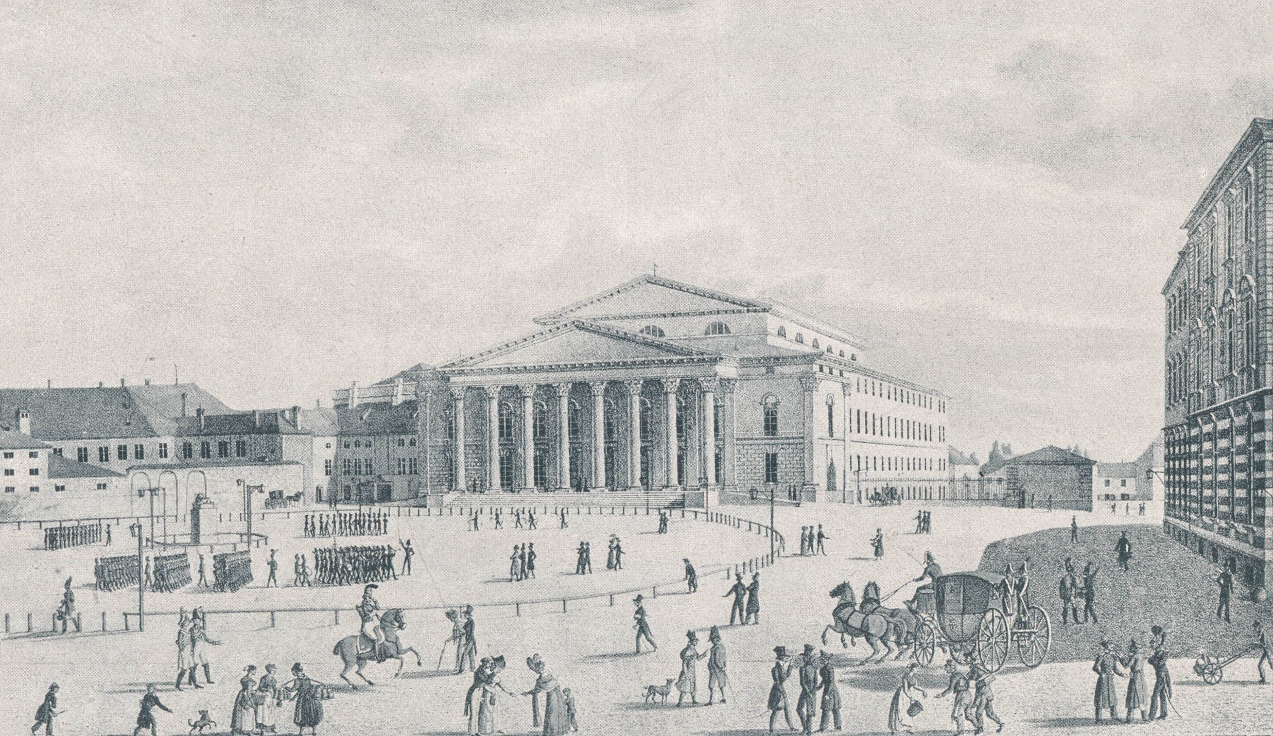 Max-Josephplatz mit neuem Hoftheater ca. 1825