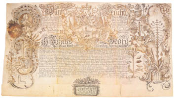 Lehr- oder Lernbrief des kurfürstlichen Hof- und Lustgärtners Johann Georg Huebe