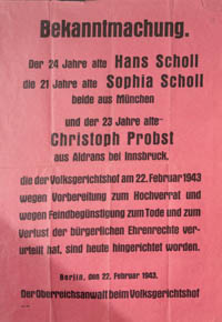 Plakat - Hinrichtung Geschwister Scholl