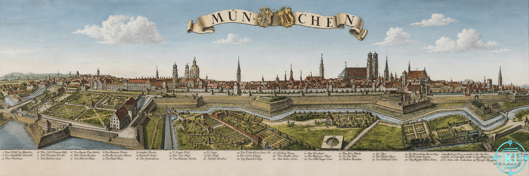 Ansicht der Stadt München Nordwesten ca. 1700
