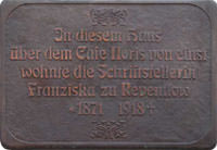 Gerhard Willhalm – Gedenktafel - Franziska zu Reventlow