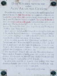 Denkmal: Alte Akademie - Gedenktafel 1