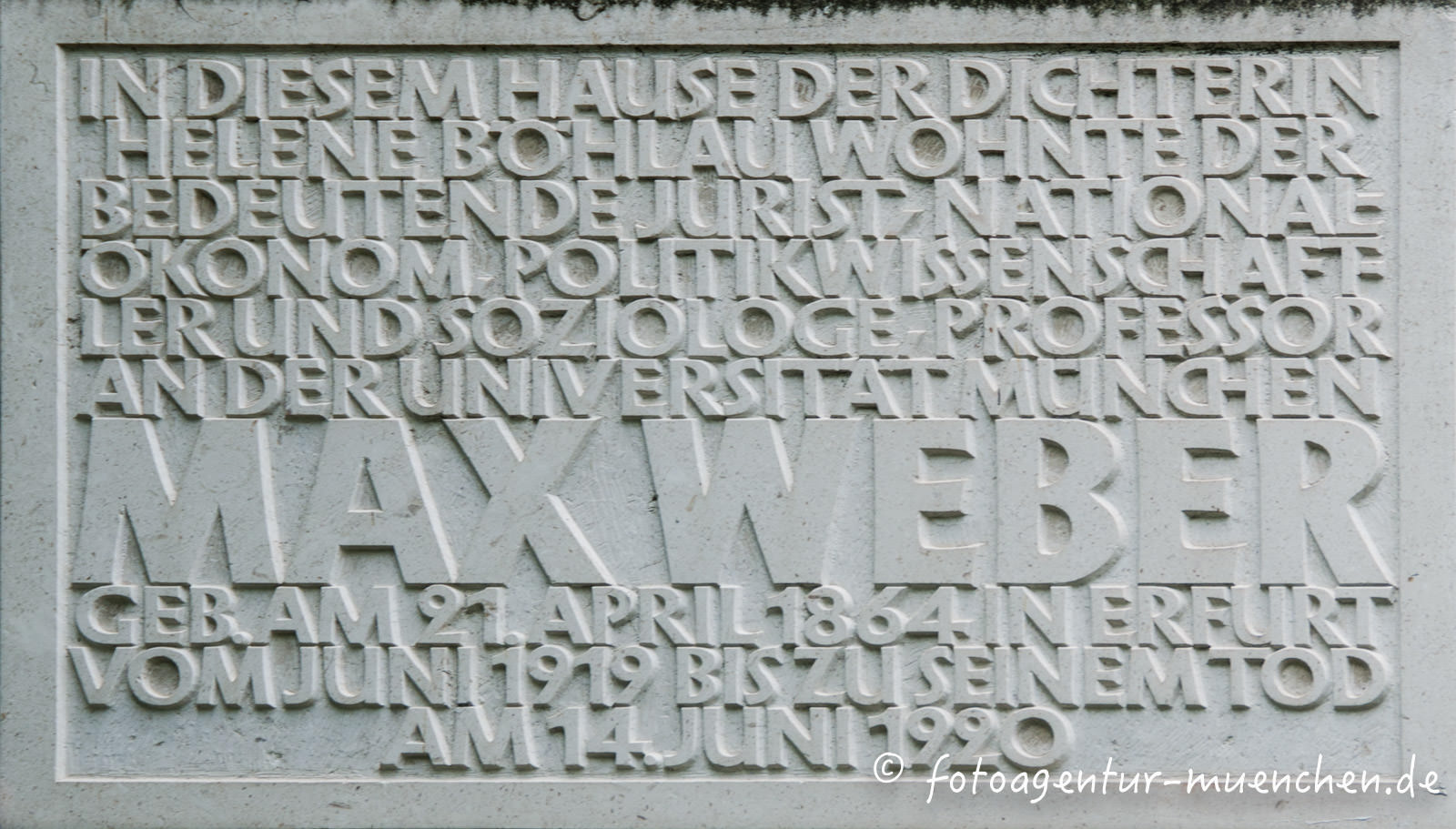 Gedenktafel für Max Weber