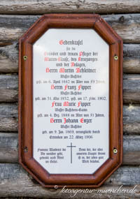 Marienklause - Gedenktafel
