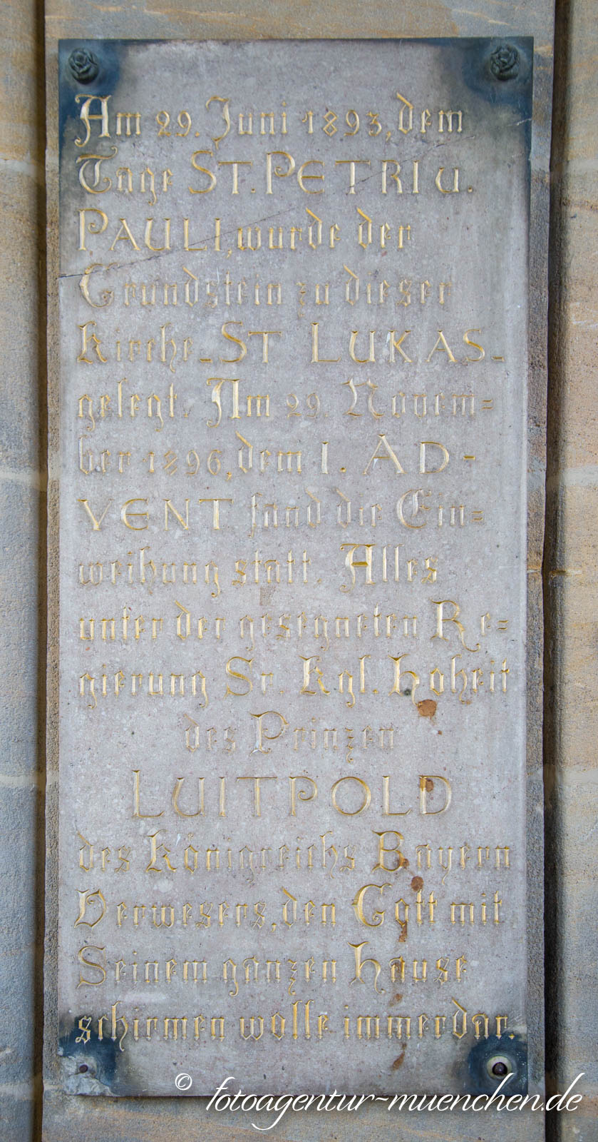 Gedenktafel Grundsteinlegung St. Lukas