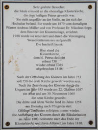  – Gedenksäule - ehemalige Klosterkirche St. Peter 