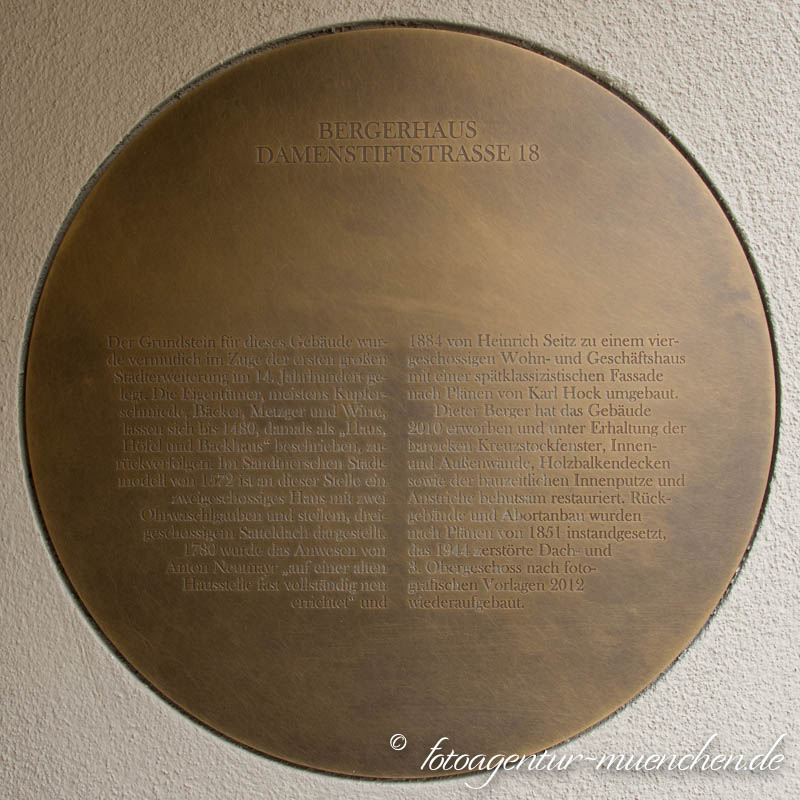 Gedenktafel Bergerhaus – Denkmal/Kunstwerk in München
