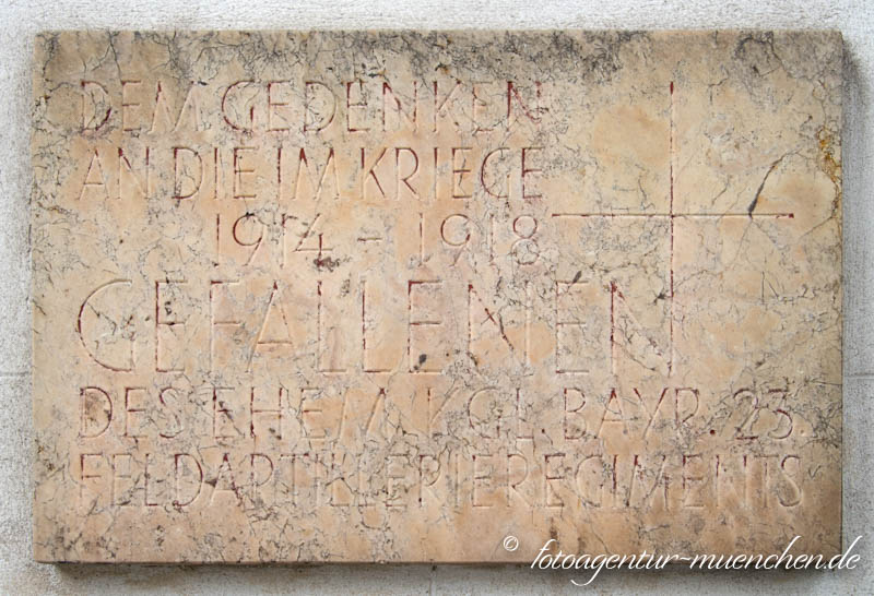 Kriegergedenktafel - Kgl. Bay. 23. Feldartilerieregiment - Henke Eugen – Denkmal/Kunstwerk in München