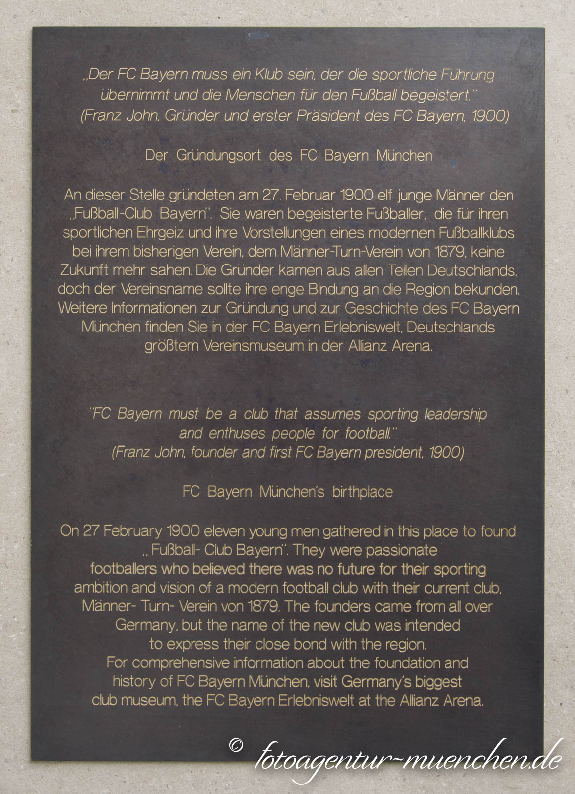 Gedenktafel - FC Bayern