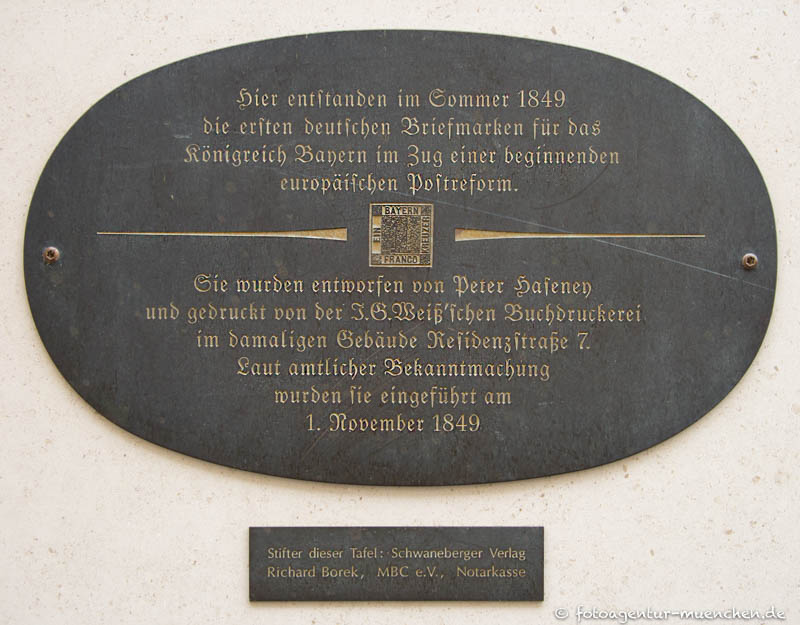 Gedenktafel für die erste Briefmarke – Denkmal/Kunstwerk in München