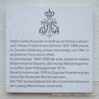 Gedenktafel - Mädchengymnasium Max-Joseph-Stift