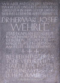 Gedenktafel für Hermann Josef Wehrle