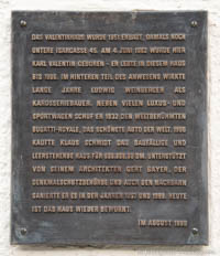 Gedenktafel - Valentinhaus