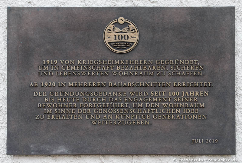 100 Jahre Baugenossenschaft Kriegersiedlung – Denkmal/Kunstwerk in München