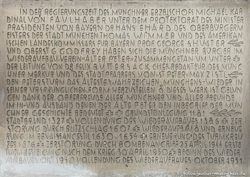 Gedenktafel - Alter Peter – Denkmal/Kunstwerk in München