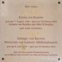 Gedenktafel für König Ludwig I. und Königin Therese