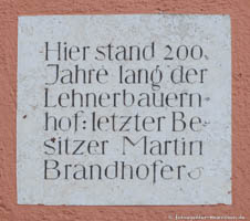 Gedenktafel - Lehnerbauernhof