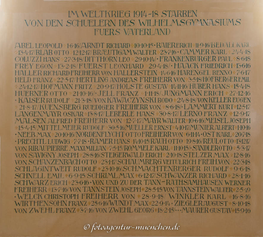 Kriegergedenktafel - Wilhelmsgymnasium – Denkmal/Kunstwerk in München
