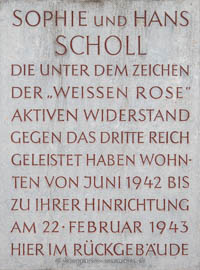 Gedenktafel - Hans und Sophie Scholl