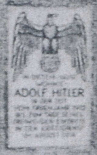 Gedenktafel - Wohnort Adolf Hitler