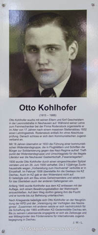 Kriegerdenkmal: Gedenkstele für Otto Kohlhofer - Kastner Wolfram, Reuther Ingrid, Grube Ernst, Mühldorfer Friedbert, Strauß Eva, Wagemann-Laquai Judi