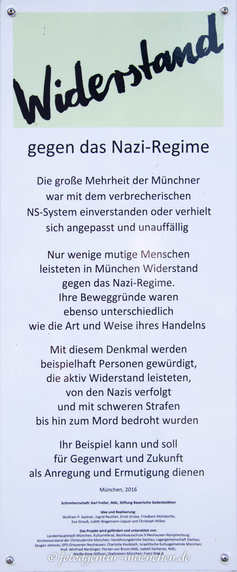 Widerstand gegen das Nazi-Regime - Kastner Wolfram, Reuther Ingrid, Grube Ernst, Mühldorfer Friedbert, Strauß Eva, Wagemann-Laquai Judi – Denkmal/Kunstwerk in München