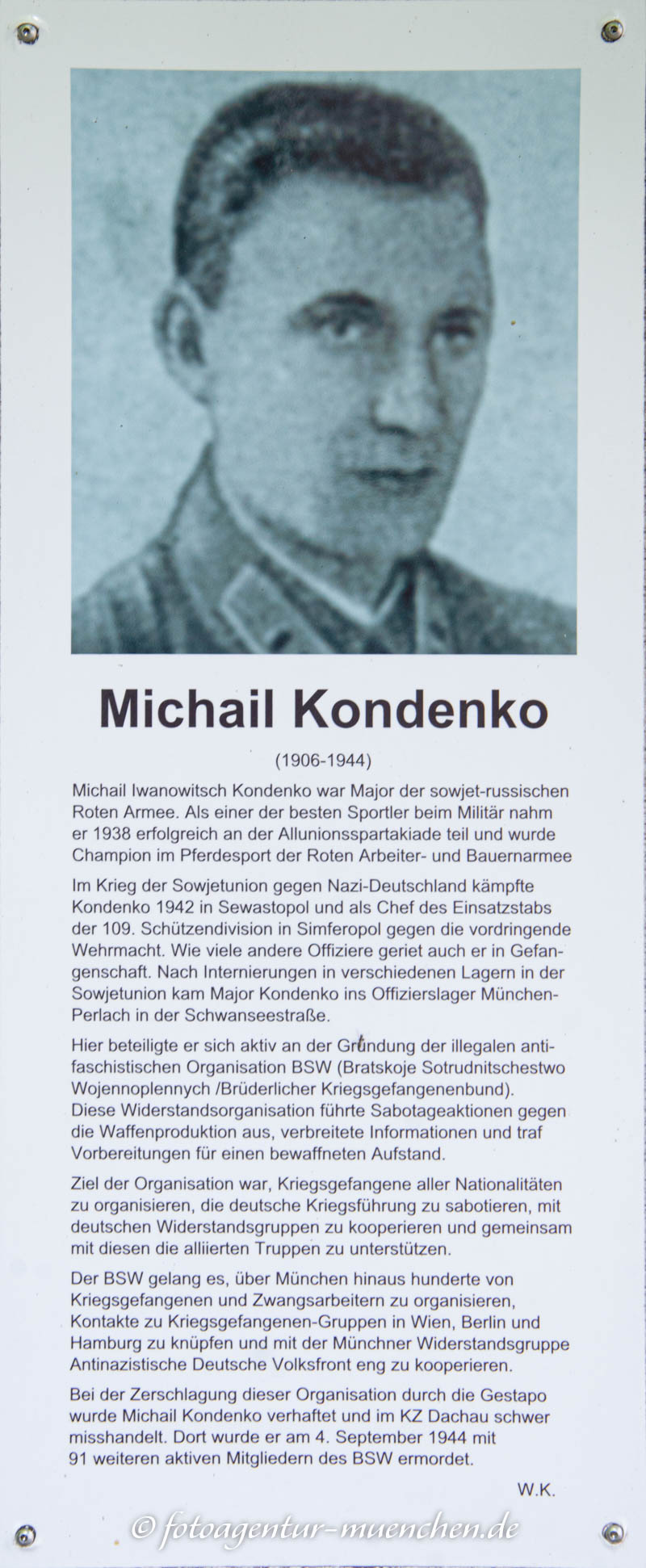 Gedenkstele - Michail Kondenko - Kastner Wolfram, Reuther Ingrid, Grube Ernst, Mühldorfer Friedbert, Strauß Eva, Wagemann-Laquai Judi – Denkmal/Kunstwerk in München