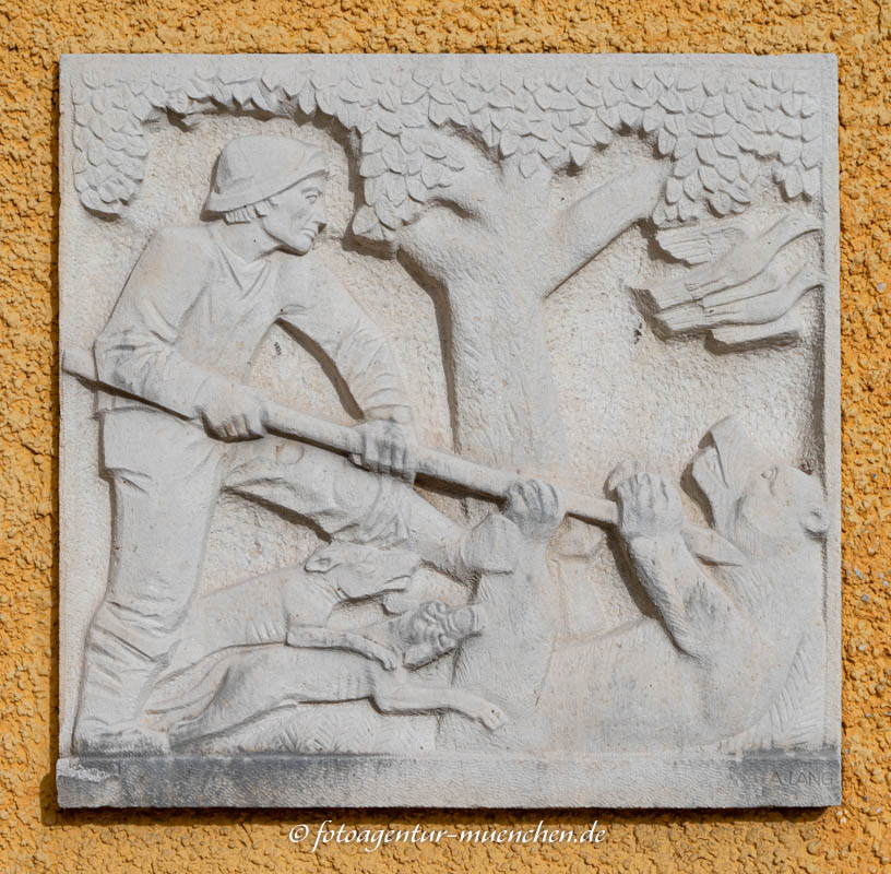 Relief Bärenjagd