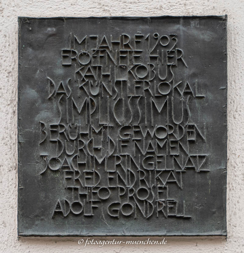 Gedenktafel - Künstlerkneipe Simplicissimus - Klinkenberg Werner – Denkmal/Kunstwerk in München