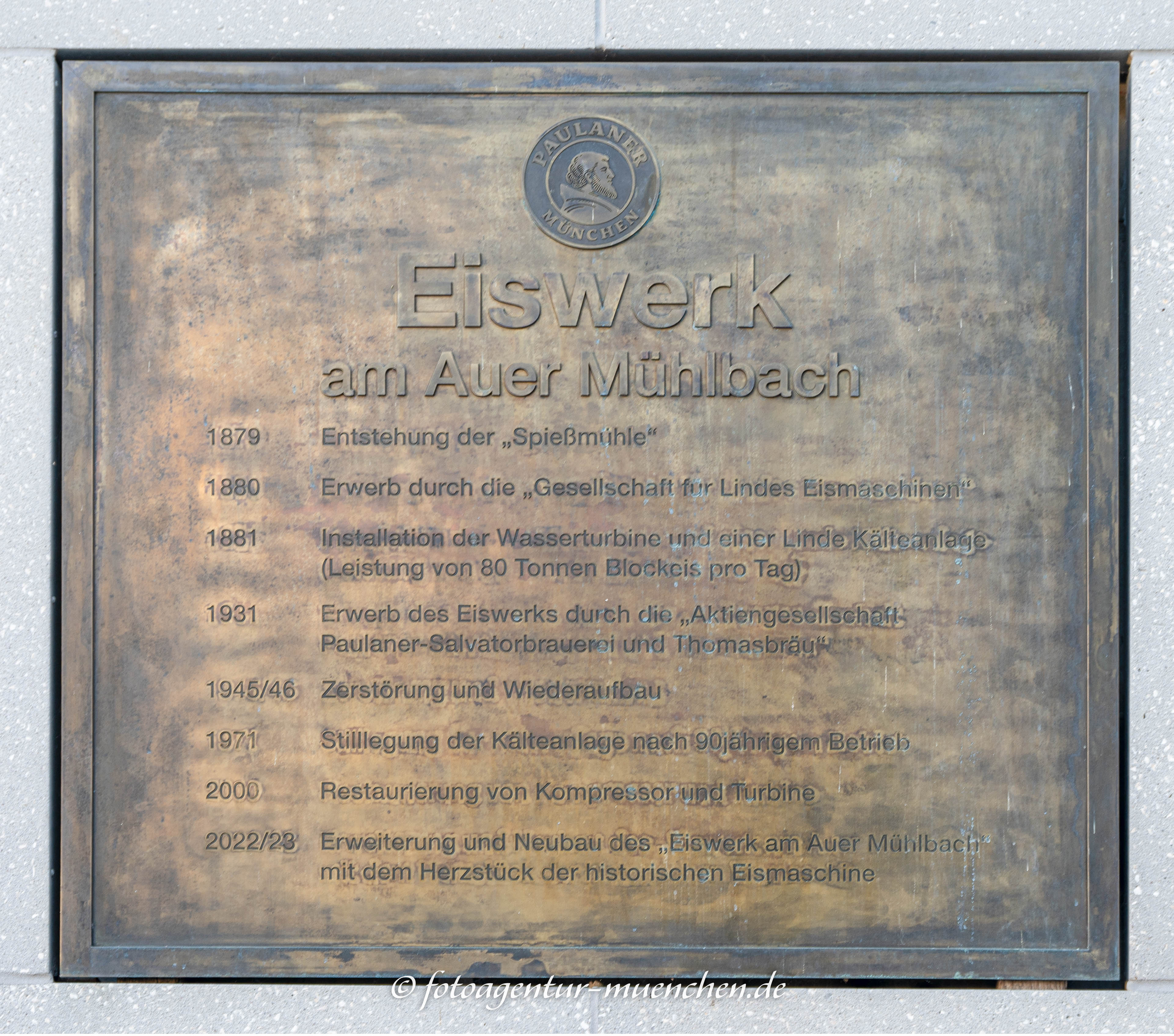 Gedenktafel - Eiswerk am Auer Mühlbach