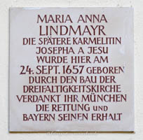 Gedenktafel Maria Anna Lindmayr