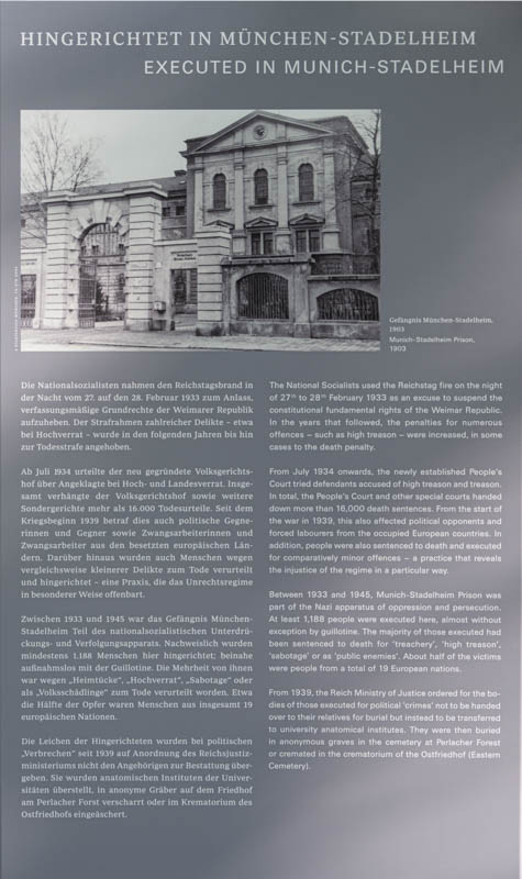 Infotafel - Hingerichtete in München-Stadelheim – Denkmal/Kunstwerk in München