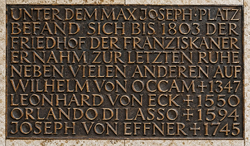 Gedenktafel für den Friedhof des Franziskanerklosters