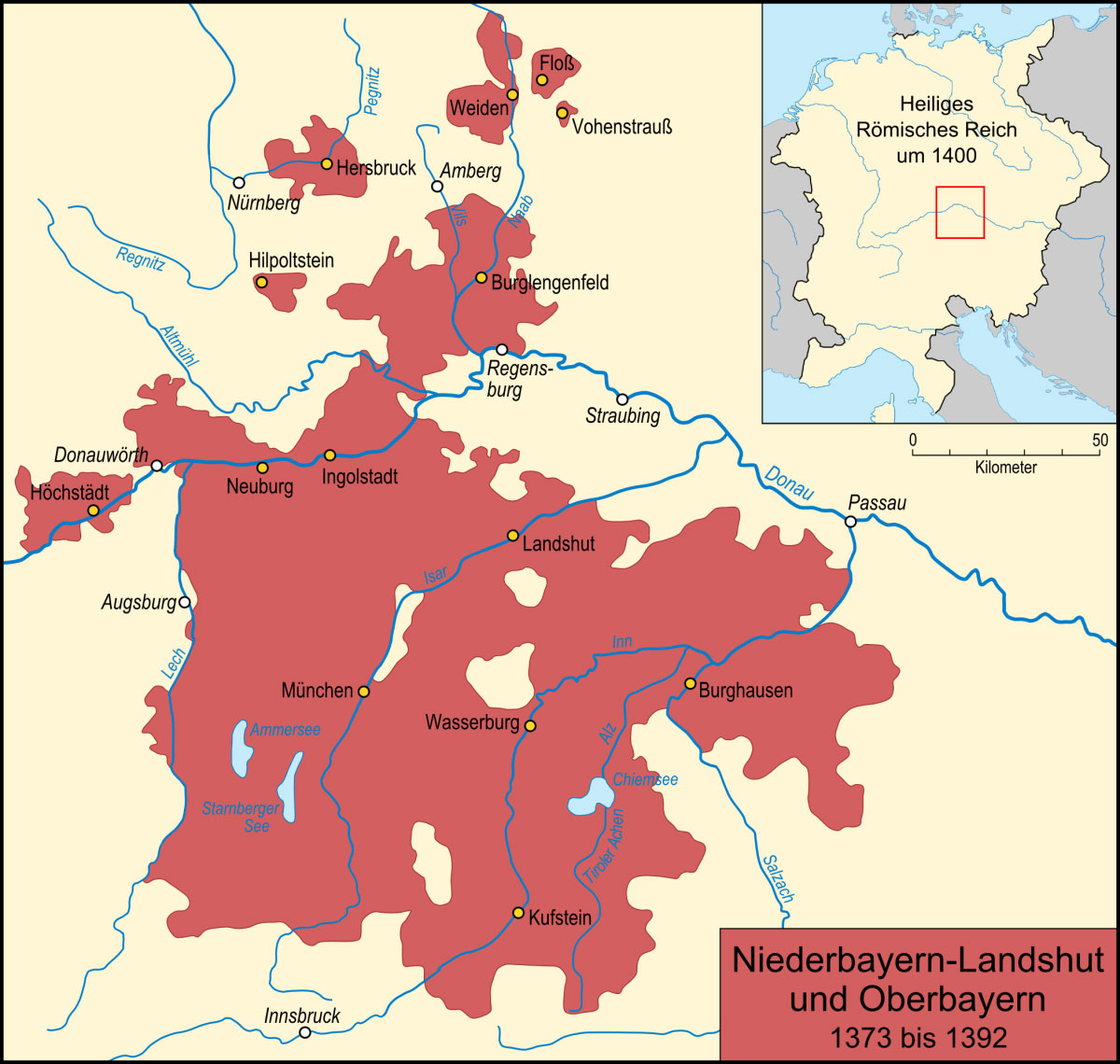Stephans und Ottos Herrschaftsgebiet 1375