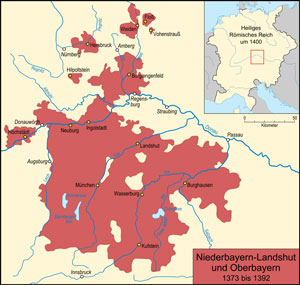 Stephans und Ottos Herrschaftsgebiet 1375