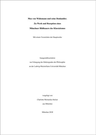 Cover: Max von Widnmann und seine Denkmäler