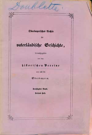 Cover: Oberbayerisches Archiv - Band 030 - 1870/71