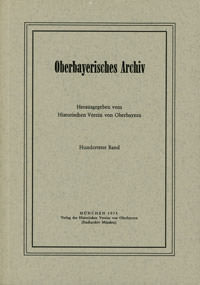 Cover: Oberbayerisches Archiv - Band 100 - 1975