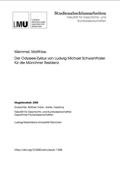 Cover: Der Odyssee-Zyklus von Ludwig Michael Schwanthaler für die Münchner Residenz